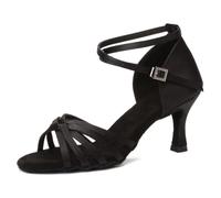 HIPPOSEUS Women's Latin Dance Shoes Black Open Toe Ballroom Salsa Dance Practice Shoes 3 inch Heel,6 UK
