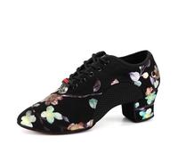 HIPPOSEUS Women's Latin Dance Shoes Lace-up Ballroom Modern Salsa Tango Rhythm Dancing Heels Teaching Practice Professional Performance,Black, 7.5 UK