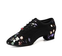 HIPPOSEUS Women's Latin Dance Shoes Lace-up Ballroom Modern Salsa Tango Rhythm Dancing Heels Teaching Practice Professional Performance,Black, 5.5 UK