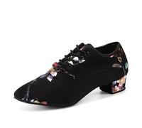 HIPPOSEUS Women's Latin Dance Shoes Lace-up Ballroom Modern Salsa Tango Rhythm Dancing Heels Teaching Practice Professional Performance,Black, 7.5 UK