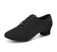 HIPPOSEUS Women's Latin Dance Shoes Lace-up Ballroom Modern Salsa Tango Rhythm Dancing Heels Teaching Practice Professional Performance,Black, 7.5 UK