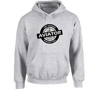 Hippowarehouse 100% Original Aviator Unisex Hoodie Hooded top (Specific Size Guide in Description) Grey