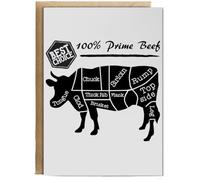 Hippowarehouse 100% Prime Beef Meat Chart Personalised Card A6 with envelope for him for her Funny Cards for Men and Women Blank inside option
