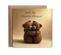 Hippowarehouse 2D felt style bear anniversary still my favourite human Personalised Card. 15cm x 15cm with envelope for him for her Funny Cards for Men and Women Blank inside option