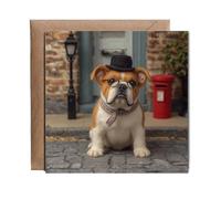 Hippowarehouse 2D felt style british bulldog Personalised Card. 15cm x 15cm with envelope for him for her Funny Cards for Men and Women Blank inside option