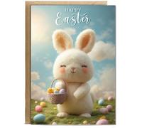 Hippowarehouse 2D felt style Happy easter Personalised Card A5 with envelope for him for her Funny Cards for Men and Women Blank inside option