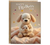 Hippowarehouse 2D felt style Happy Mothers day flowers Personalised Card A6 with envelope for him for her Funny Cards for Men and Women Blank inside option