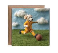Hippowarehouse 2D felt style labrador football Personalised Card. 15cm x 15cm with envelope for him for her Funny Cards for Men and Women Blank inside option