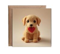 Hippowarehouse 2D felt style Love Golden labrador Personalised Card. 15cm x 15cm with envelope for him for her Funny Cards for Men and Women Blank inside option