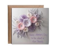 Hippowarehouse 3D effect flower Happy Mother’s Day to the Heart of Our Family Personalised Card. 15cm x 15cm with envelope for him for her Funny Cards for Men and Women Blank inside option