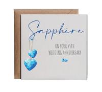Hippowarehouse 45th anniversary Sapphire Personalised Card. 15cm x 15cm with envelope for him for her Funny Cards for Men and Women Blank inside option