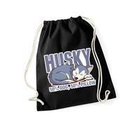 Hippowarehouse 50% Dog 50% Pillow, Husky Dog Drawstring Cotton School Gym Bag 37cm x 46cm, 12 litres
