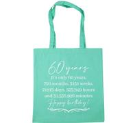 Hippowarehouse 60 years, decades, months, weeks, days, hours, minutes Tote Shopping Gym Beach Bag 42cm x38cm, 10 litres