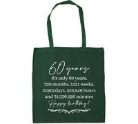 Hippowarehouse 60 years, decades, months, weeks, days, hours, minutes Tote Shopping Gym Beach Bag 42cm x38cm, 10 litres