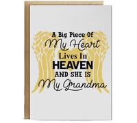 Hippowarehouse A big piece of my heart lives in heaven and she is my Grandma Birthday Card A5 Personalised with envelope for him for her Funny Cards for Men and Women Blank inside option
