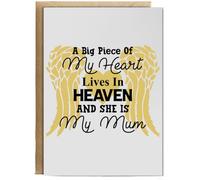 Hippowarehouse A big piece of my heart lives in heaven and she is my Mum Birthday Card A5 Personalised with envelope for him for her Funny Cards for Men and Women Blank inside option