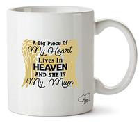 Hippowarehouse A Big Piece of My Heart Lives in Heaven and she is My Mum Printed Mug Cup Ceramic 10oz