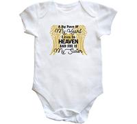 Hippowarehouse A big piece of my heart lives in heaven and she is my Sister baby vest bodysuit (short sleeve) boys girls