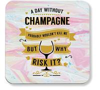 Hippowarehouse A day without champagne probably wouldn't kill me but why risk it? pack of 2 coasters gloss finish durable backing 9cm x 9cm
