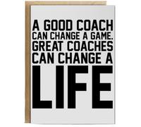 Hippowarehouse A good coach can change a game. Great coaches can change a life Birthday Card A5 Personalised with envelope for him for her Funny Cards for Men and Women Blank inside option