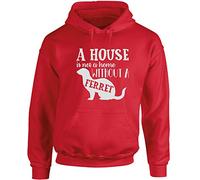 Hippowarehouse A House is Not A Home Without A Ferret Unisex Hoodie Hooded top (Specific Size Guide in Description) Red
