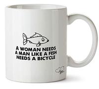 Hippowarehouse A Woman Needs a Man Like a Fish Needs a Bicycle Printed Mug Cup Ceramic 10oz