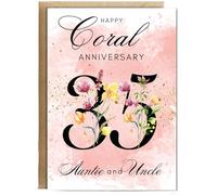 Hippowarehouse A5 Coral anniversary Auntie and Uncle Personalised Card A5 with envelope for him for her Funny Cards for Men and Women Blank inside option