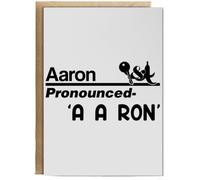Hippowarehouse Aaron Pronounced A A RON Key & Banana Peel Birthday Card A5 Personalised with envelope for him for her Funny Cards for Men and Women Blank inside option