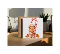 Hippowarehouse Adorable Christmas Capybara in Pyjamas with Festive Candy Cane Personalised Card. 15cm x 15cm with envelope for him for her Funny Cards for Men and Women Blank inside option