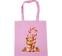 Hippowarehouse Adorable Christmas Capybara in Pyjamas with Festive Candy Cane Tote Shopping Gym Beach Bag 42cm x38cm, 10 litres