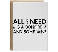 Hippowarehouse All I need is a bonfire and some wine Birthday Card A5 Personalised with envelope for him for her Funny Cards for Men and Women Blank inside option