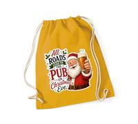 Hippowarehouse All roads lead to the pub on christmas eve Drawstring Cotton School Gym Bag 37cm x 46cm, 12 litres