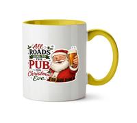 Hippowarehouse All Roads Lead to the Pub on Christmas eve Printed Mug Various Colour Options Ceramic Cup Kitchenware 11oz