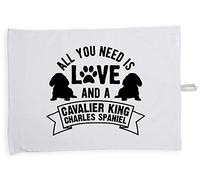 Hippowarehouse All you need is love and a Cavalier King Charles Spaniel Tea Towel Eco Printed Dish Cloth Kitchen accessory 50cmx70cm 100% Cotton