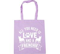 Hippowarehouse All you need is love and a Frenchie Tote Shopping Gym Beach Bag 42cm x38cm, 10 litres