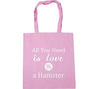 Hippowarehouse All You Need is Love and a Hamster Tote Shopping Gym Beach Bag 42cm x38cm, 10 litres