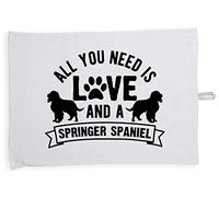 Hippowarehouse All you need is love and a Springer Spaniel Tea Towel Eco Printed Dish Cloth Kitchen accessory 50cmx70cm 100% Cotton