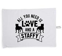 Hippowarehouse All you need is love and a Staffy Tea Towel Eco Printed Dish Cloth Kitchen accessory 50cmx70cm 100% Cotton