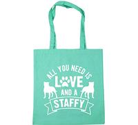 Hippowarehouse All you need is love and a Staffy Tote Shopping Gym Beach Bag 42cm x38cm, 10 litres