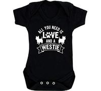 Hippowarehouse All you need is love and a Westie West Highland Terrier baby vest bodysuit (short sleeve) boys girls