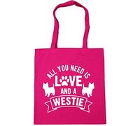 Hippowarehouse All you need is love and a Westie West Highland Terrier Tote Shopping Gym Beach Bag 42cm x38cm, 10 litres