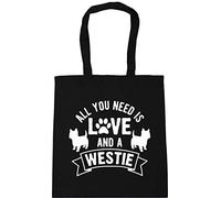 Hippowarehouse All you need is love and a Westie West Highland Terrier Tote Shopping Gym Beach Bag 42cm x38cm, 10 litres