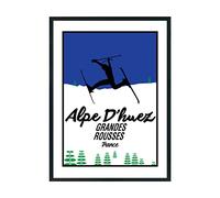 Hippowarehouse Alpe d'huez Grandes rousses France Skiing Printed Poster A4 Wall Art Design Classroom Room Gym Office Décor