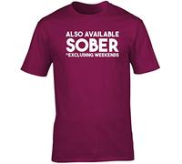 Hippowarehouse Also Available Sober Unisex Short Sleeve t-Shirt (Specific Size Guide in Description) Maroon