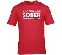 Hippowarehouse Also Available Sober Unisex Short Sleeve t-Shirt (Specific Size Guide in Description) Red