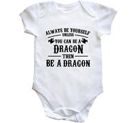 Hippowarehouse Always be yourself unless you can be a dragon then be a dragon baby vest bodysuit (short sleeve) boys girls
