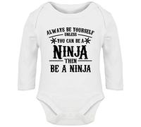 Hippowarehouse Always be Yourself Unless You can be a Ninja Baby Vest Bodysuit (Long Sleeve) Boys Girls White