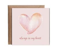 Hippowarehouse Always in My Heart card love pastel watercolour Personalised Card. 15cm x 15cm with envelope for him for her Funny Cards for Men and Women Blank inside option