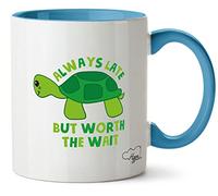 Hippowarehouse Always Late but Worth The Wait - Turtle Printed Mug Various Colour Options Ceramic Cup Kitchenware 11oz