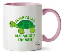Hippowarehouse Always Late but Worth The Wait - Turtle Printed Mug Various Colour Options Ceramic Cup Kitchenware 11oz